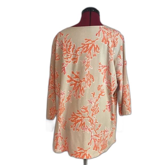 Belle by Kim Gravel Primabelle Knit Ciao Bella! Tassel Zip Top Size Large Coral - Picture 3 of 8